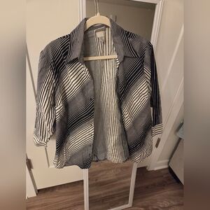 Vintage Carolina Colours Black & White Striped Button-Up Blouse